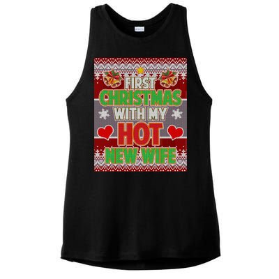 First Christmas With Hot Wife Ugly Sweater Ladies PosiCharge Tri-Blend Wicking Tank