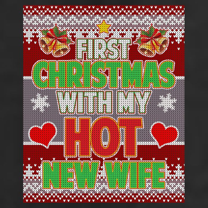 First Christmas With Hot Wife Ugly Sweater 7 Panel Mesh Trucker Snapback Hat