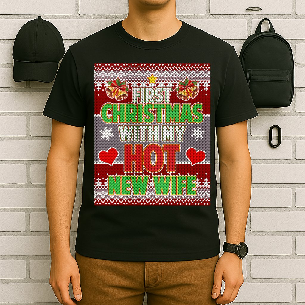 First Christmas With Hot Wife Ugly Sweater T-Shirt