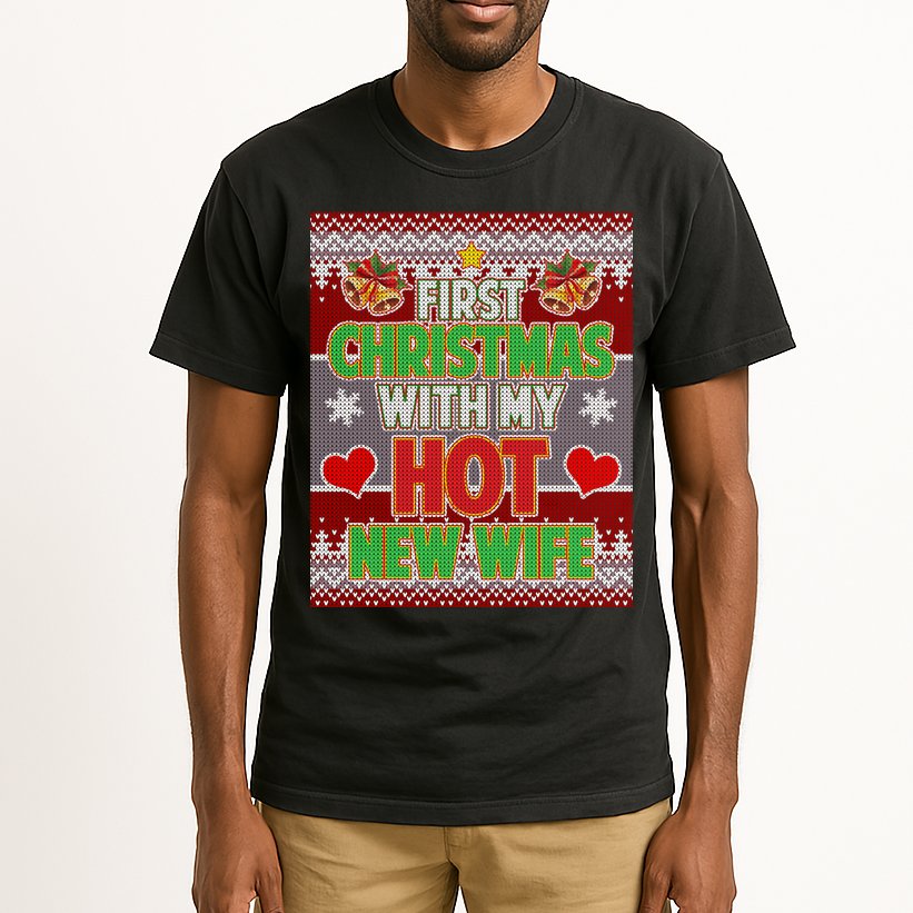 First Christmas With Hot Wife Ugly Sweater Tall T-Shirt