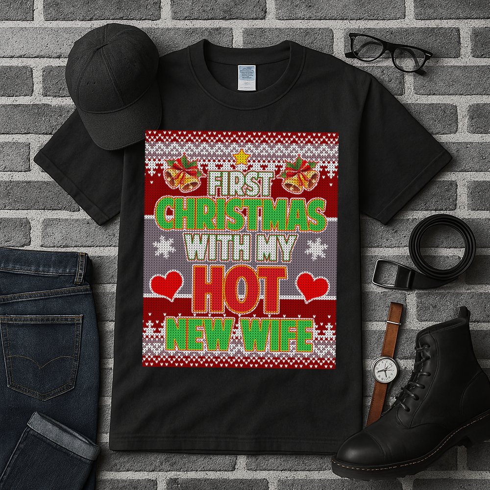 First Christmas With Hot Wife Ugly Sweater Tall T-Shirt