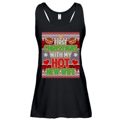 First Christmas With Hot Wife Ugly Sweater Ladies Essential Flowy Tank