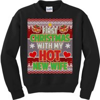 First Christmas With Hot Wife Ugly Sweater Kids Sweatshirt