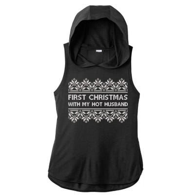 First Christmas With My Hot Husband Ladies PosiCharge Tri-Blend Wicking Draft Hoodie Tank