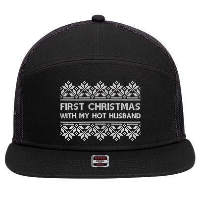 First Christmas With My Hot Husband 7 Panel Mesh Trucker Snapback Hat