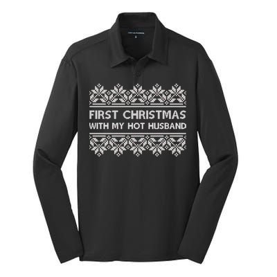 First Christmas With My Hot Husband Silk Touch Performance Long Sleeve Polo