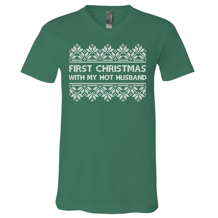 First Christmas With My Hot Husband V-Neck T-Shirt