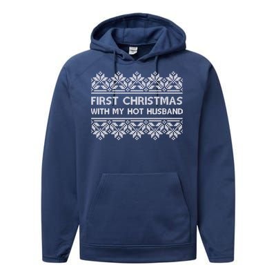 First Christmas With My Hot Husband Performance Fleece Hoodie