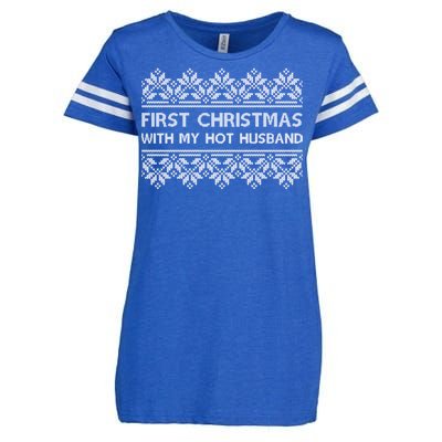 First Christmas With My Hot Husband Enza Ladies Jersey Football T-Shirt