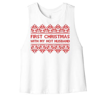 First Christmas With My Hot Husband Women's Racerback Cropped Tank