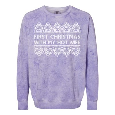 First Christmas With My Hot Wife Colorblast Crewneck Sweatshirt