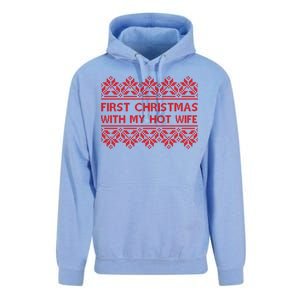 First Christmas With My Hot Wife Unisex Surf Hoodie