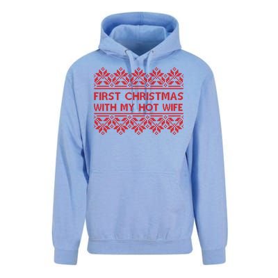 First Christmas With My Hot Wife Unisex Surf Hoodie