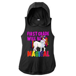 First Grade Will Be Magical Ladies PosiCharge Tri-Blend Wicking Draft Hoodie Tank