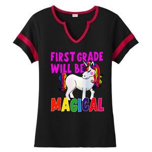 First Grade Will Be Magical Ladies Halftime Notch Neck Tee