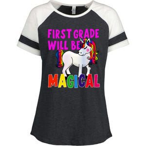 First Grade Will Be Magical Enza Ladies Jersey Colorblock Tee