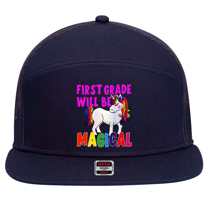 First Grade Will Be Magical 7 Panel Mesh Trucker Snapback Hat