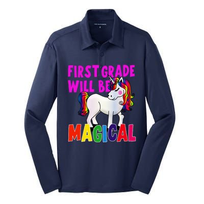 First Grade Will Be Magical Silk Touch Performance Long Sleeve Polo