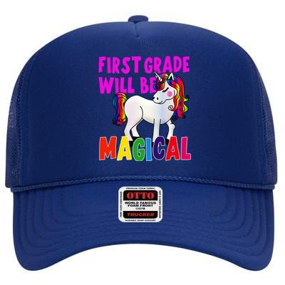 First Grade Will Be Magical High Crown Mesh Back Trucker Hat