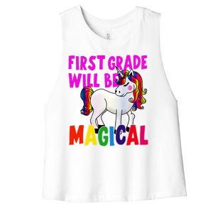 First Grade Will Be Magical Women's Racerback Cropped Tank