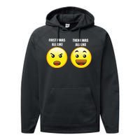 First I Was Like Emoji Faces Performance Fleece Hoodie