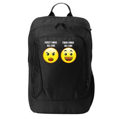 First I Was Like Emoji Faces City Backpack