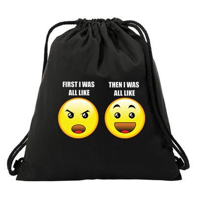 First I Was Like Emoji Faces Drawstring Bag