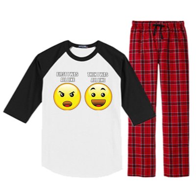 First I Was Like Emoji Faces Raglan Sleeve Pajama Set