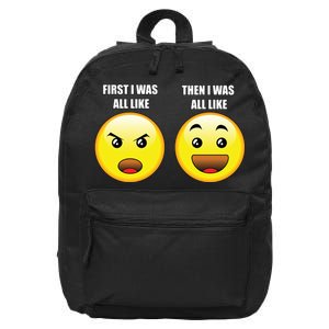 First I Was Like Emoji Faces 16 in Basic Backpack