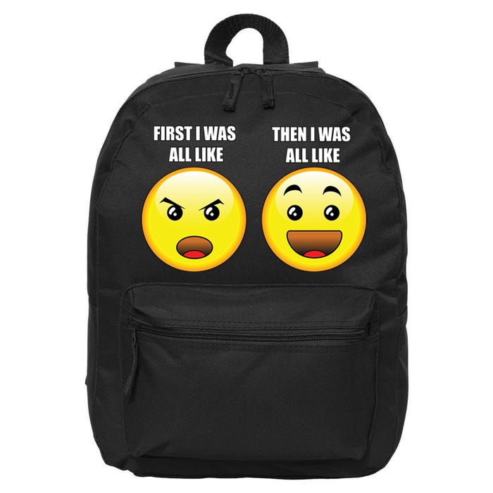 First I Was Like Emoji Faces 16 in Basic Backpack