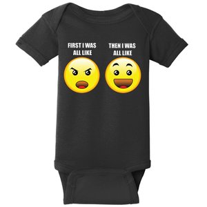 First I Was Like Emoji Faces Baby Bodysuit