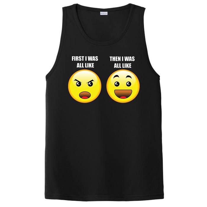 First I Was Like Emoji Faces PosiCharge Competitor Tank