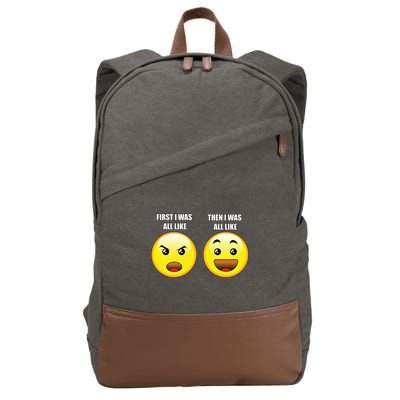 First I Was Like Emoji Faces Cotton Canvas Backpack