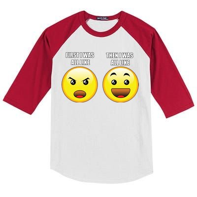 First I Was Like Emoji Faces Kids Colorblock Raglan Jersey