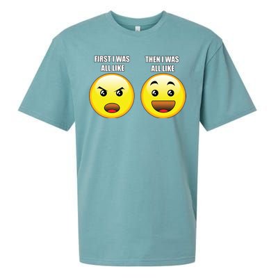 First I Was Like Emoji Faces Sueded Cloud Jersey T-Shirt