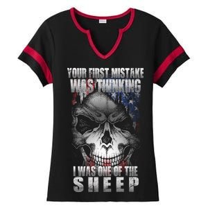 First Mistake Was Thinking I Was One Of the Sheep Ladies Halftime Notch Neck Tee