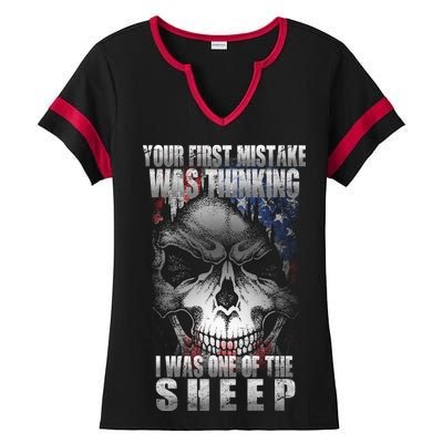 First Mistake Was Thinking I Was One Of the Sheep Ladies Halftime Notch Neck Tee