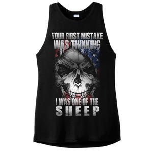 First Mistake Was Thinking I Was One Of the Sheep Ladies PosiCharge Tri-Blend Wicking Tank