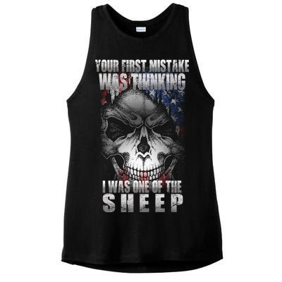 First Mistake Was Thinking I Was One Of the Sheep Ladies PosiCharge Tri-Blend Wicking Tank