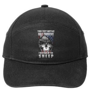 First Mistake Was Thinking I Was One Of the Sheep 7-Panel Snapback Hat