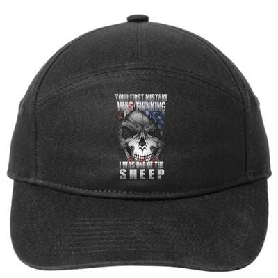 First Mistake Was Thinking I Was One Of the Sheep 7-Panel Snapback Hat