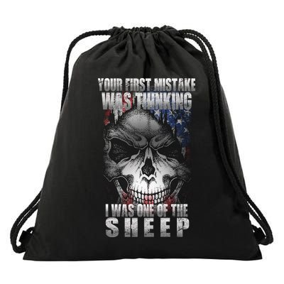 First Mistake Was Thinking I Was One Of the Sheep Drawstring Bag