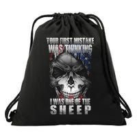 First Mistake Was Thinking I Was One Of the Sheep Drawstring Bag