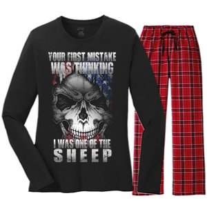 First Mistake Was Thinking I Was One Of the Sheep Women's Long Sleeve Flannel Pajama Set 