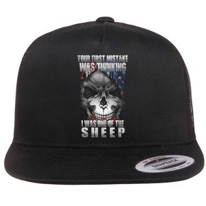 First Mistake Was Thinking I Was One Of the Sheep Flat Bill Trucker Hat