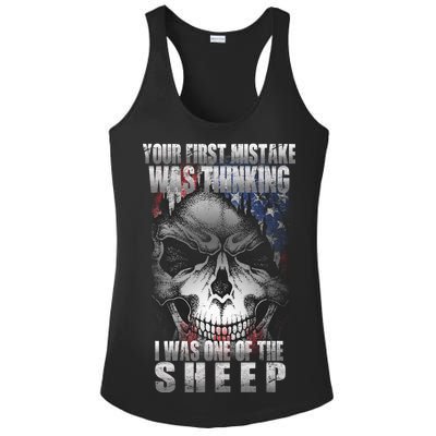 First Mistake Was Thinking I Was One Of the Sheep Ladies PosiCharge Competitor Racerback Tank