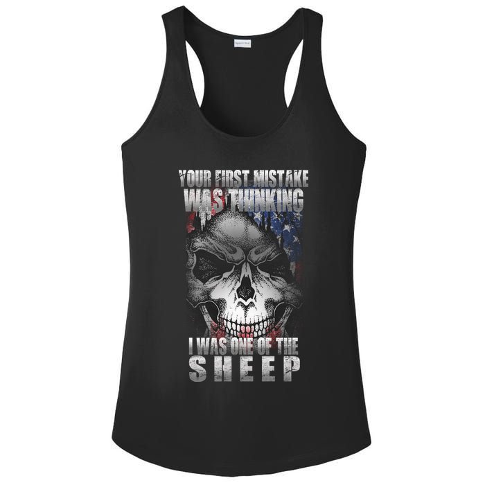 First Mistake Was Thinking I Was One Of the Sheep Ladies PosiCharge Competitor Racerback Tank
