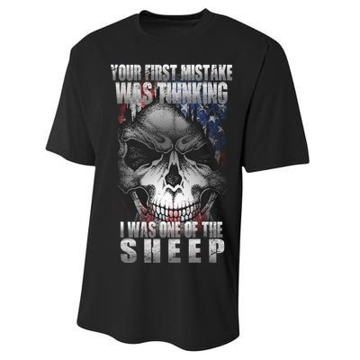 First Mistake Was Thinking I Was One Of the Sheep Performance Sprint T-Shirt