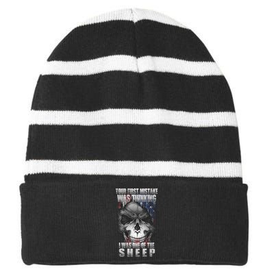 First Mistake Was Thinking I Was One Of the Sheep Striped Beanie with Solid Band