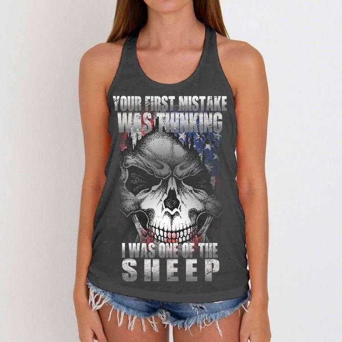 First Mistake Was Thinking I Was One Of the Sheep Women's Knotted Racerback Tank